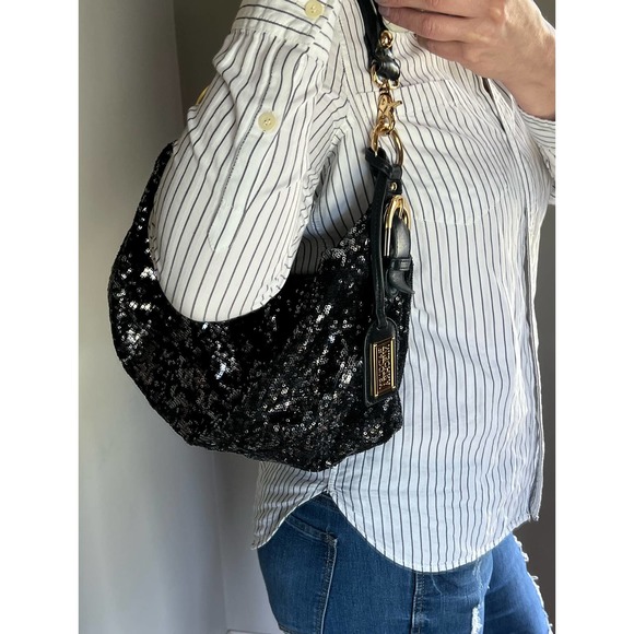 Badgley Mischka Handbags - Mischka Black Hobo style Sequin Bag